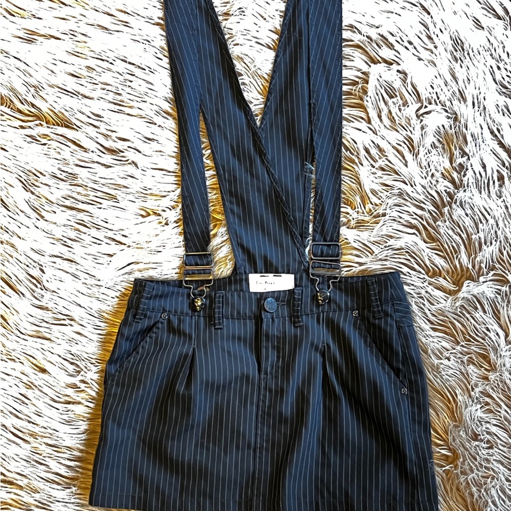 Free People pinstripe skirt with suspenders